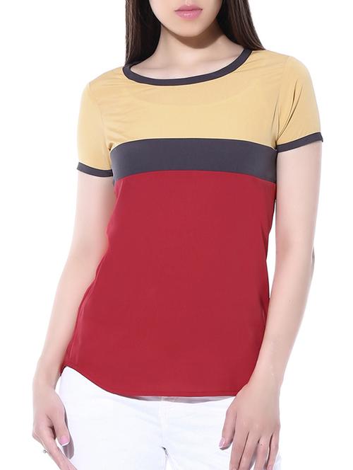 red and yellow color block tee - 10257529 - Very Small Image - 1