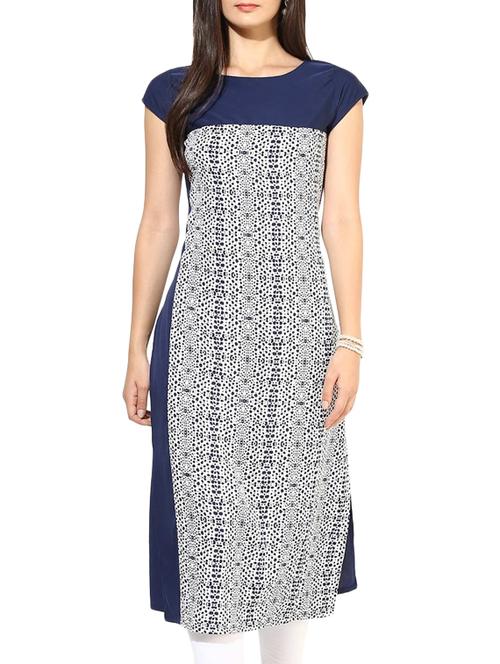 ziyaa blue art crepe digital printed kurta - 10259464 - Very Small Image - 1