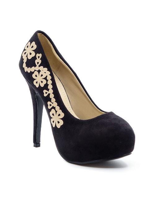black leatherette slip on pumps - 10260081 - Very Small Image - 1