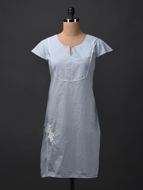 blue straight cotton kurta - 1026346 - Very Small Image - 1