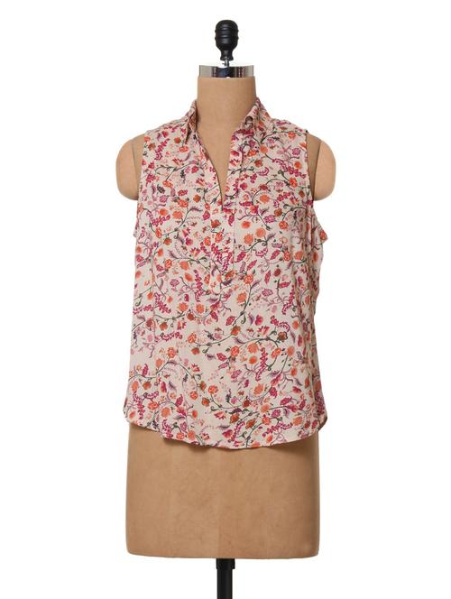 printed viscose sleeveless top - 1027638 - Very Small Image - 1