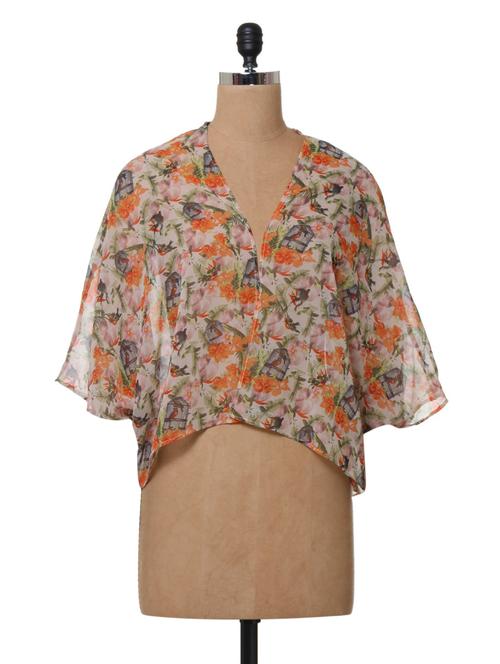 floral printed polyester shrug - 1027688 - Very Small Image - 1