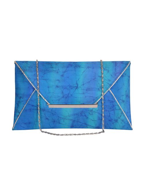 blue batik print satin silk clutch - 10276920 - Very Small Image - 1