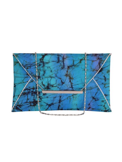 blue batik print satin silk clutch - 10276939 - Very Small Image - 1