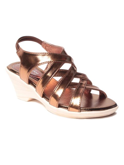 copper leatherette wedge - 10277308 - Very Small Image - 1