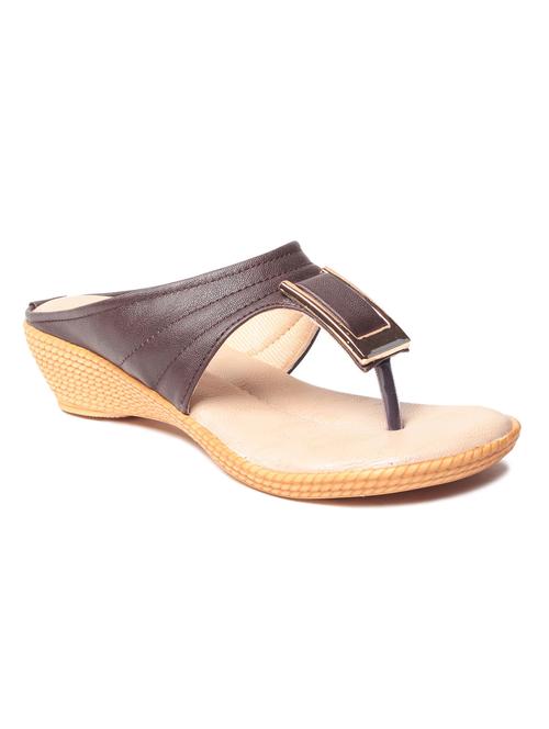 brown leatherette toe separator sandals - 10277364 - Very Small Image - 1