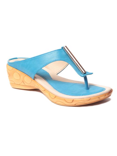turquoise leatherette toe separator sandals - 10277371 - Very Small Image - 1