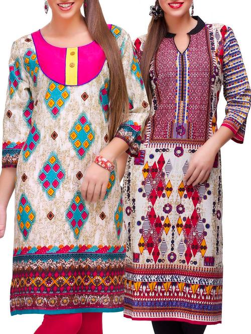 multi colored cotton kurta - 10282720 - Very Small Image - 1