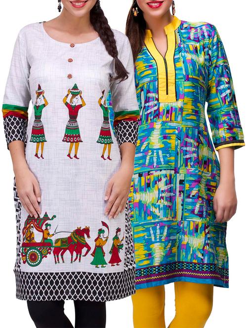 multi colored cotton kurta - 10282722 - Very Small Image - 1