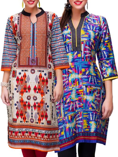 multi colored cotton kurta - 10282730 - Very Small Image - 1