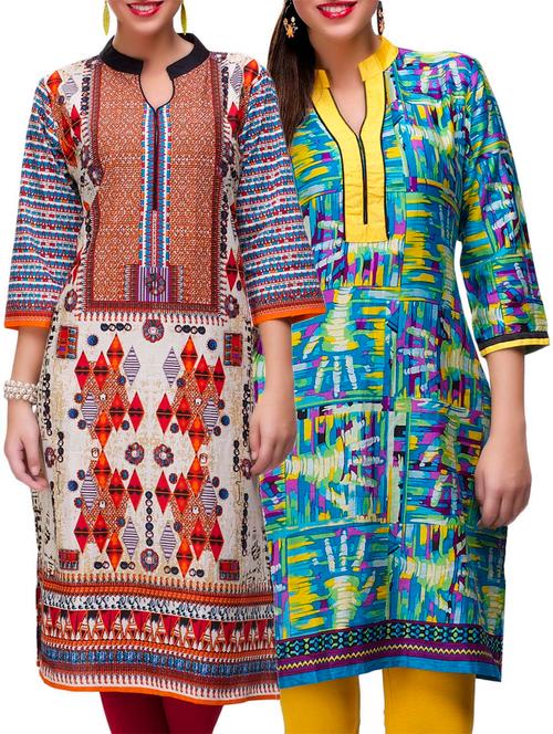 multi colored cotton kurta - 10282731 - Very Small Image - 1