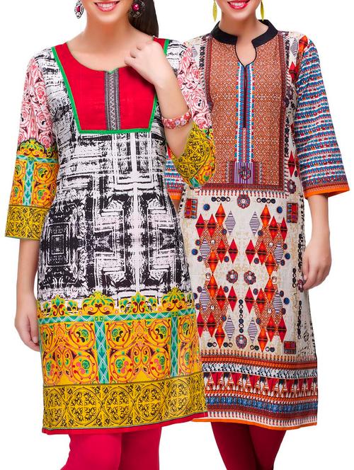 multi colored cotton kurta - 10282735 - Very Small Image - 1