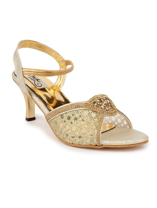 gold leatherette back strap sandals - 10284855 - Very Small Image - 1