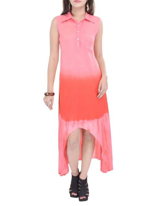shirt collar shibori high low dress - 10288397 - Very Small Image - 1