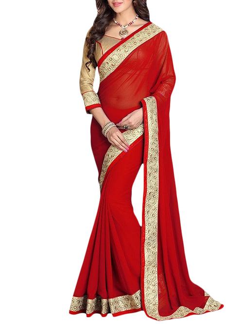 red georgette saree - 10290672 - Very Small Image - 1