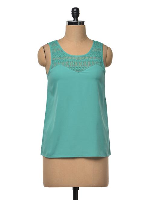 lace yoke sleeveless top - 1029078 - Very Small Image - 1