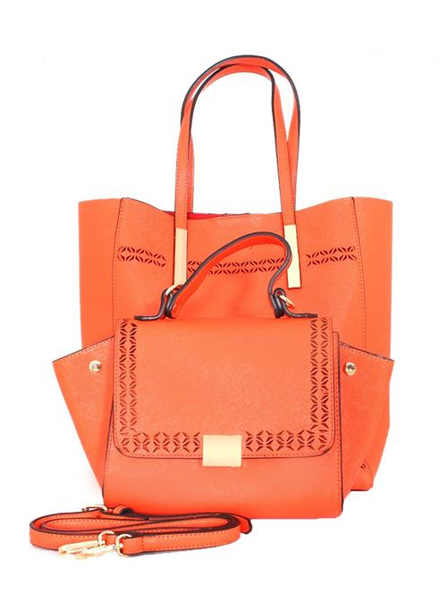orange leatherette handbag - 10295172 - Very Small Image - 1