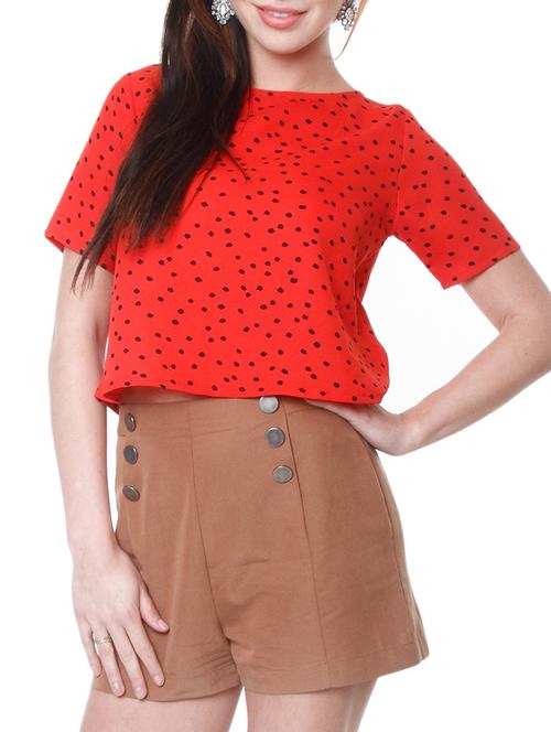 red crepe top - 10295187 - Very Small Image - 1