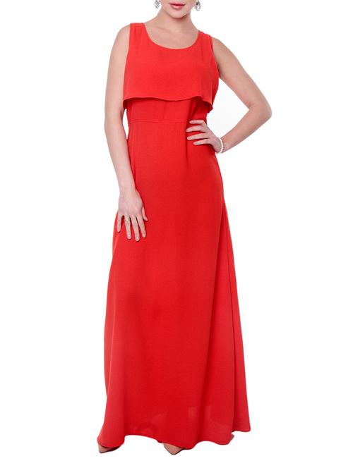 red poly crepe dress - 10295201 - Very Small Image - 1
