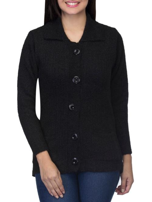 black wool cardigan - 10297012 - Very Small Image - 1