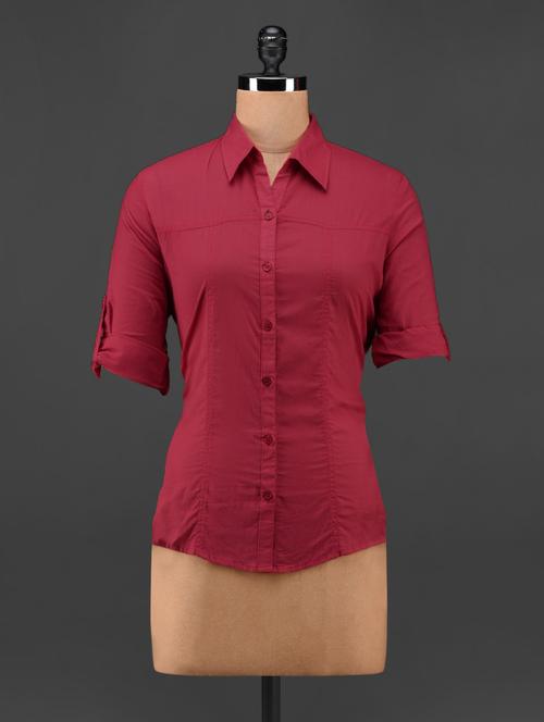 solid red cotton shirt - 1029751 - Very Small Image - 1
