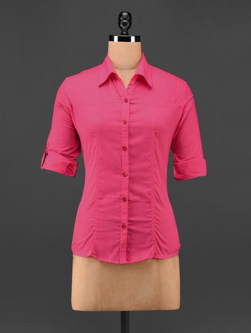 solid pink cotton shirt - 1029754 - Very Small Image - 1