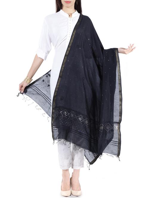 black chanderi dupatta - 10297828 - Very Small Image - 1
