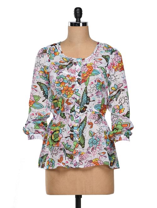floral printed polychiffon top - 1029933 - Very Small Image - 1
