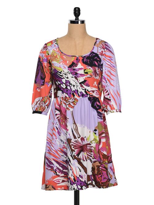 floral printed polycrepe dress - 1029941 - Very Small Image - 1