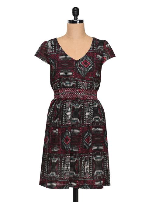 printed polygeorgette dress - 1029966 - Very Small Image - 1