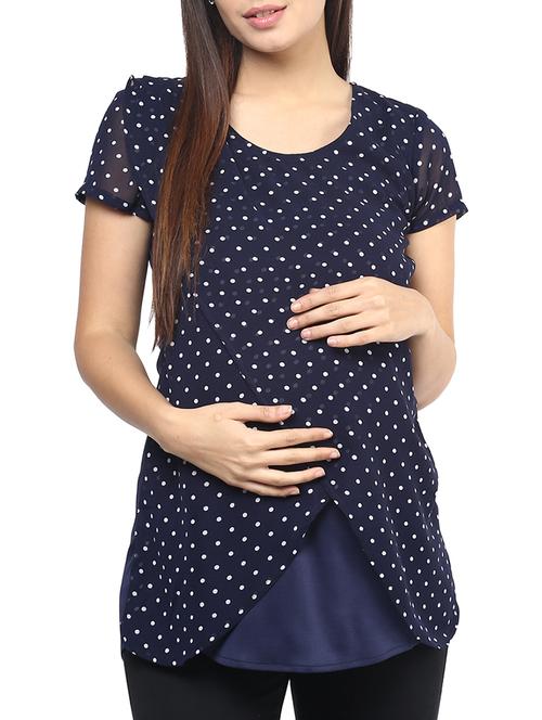 blue cotton maternity wear - 10300305 - Very Small Image - 1