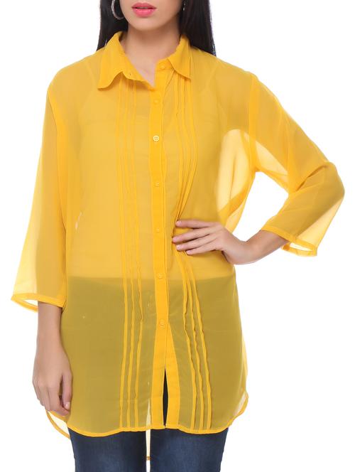 yellow georgette shirt - 10302076 - Very Small Image - 1