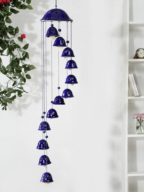 unravel india ceramic blue bell wind chime - 10303260 - Very Small Image - 1