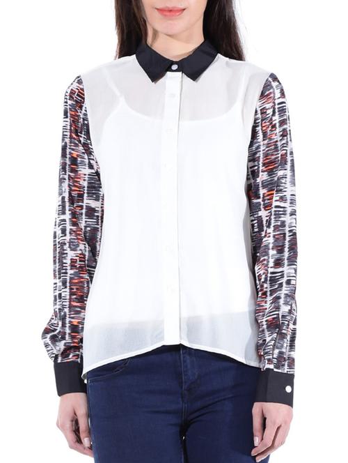 off white poly georgette shirt - 10303281 - Very Small Image - 1