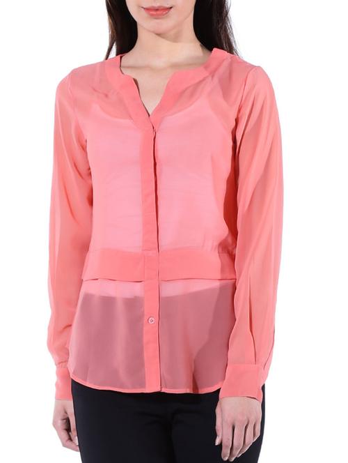 coral poly georgette shirt - 10303283 - Very Small Image - 1
