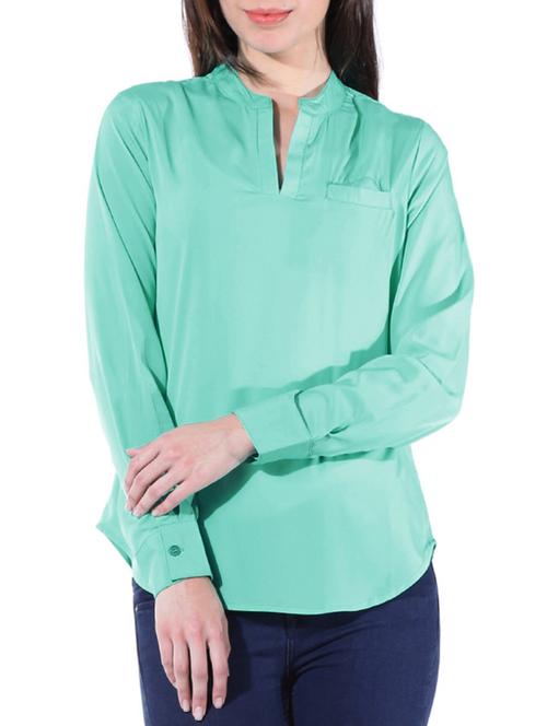 green poly crepe top - 10303292 - Very Small Image - 1