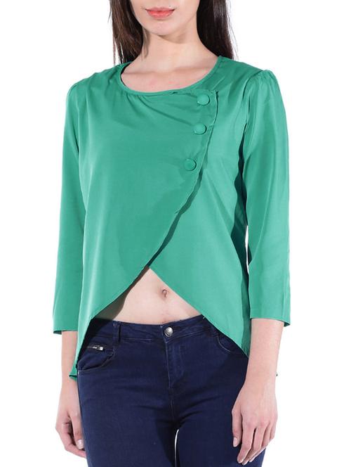 green poly crepe top - 10303306 - Very Small Image - 1