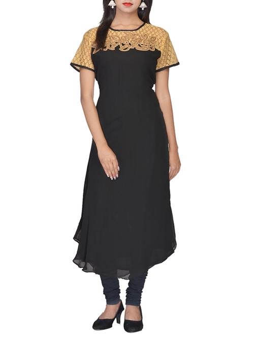 black georgette kurta - 10303328 - Very Small Image - 1