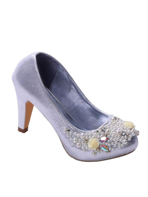 silver leatherette pumps - 10305999 - Very Small Image - 1
