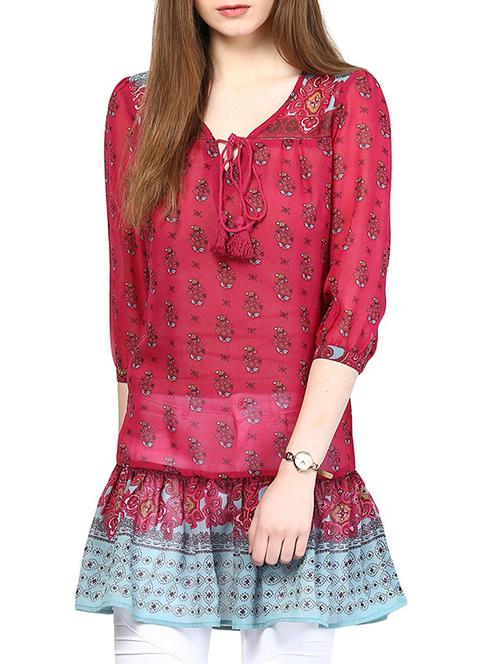 pink georgette top - 10306150 - Very Small Image - 1