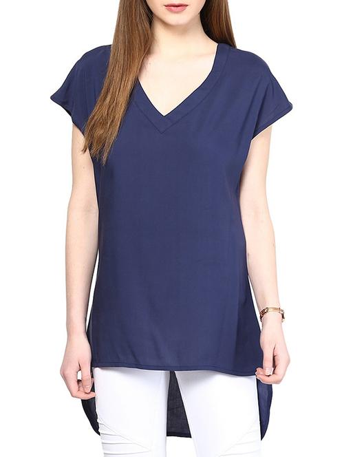 dark blue rayon top - 10306176 - Very Small Image - 1
