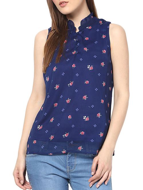 dark blue georgette top - 10306310 - Very Small Image - 1