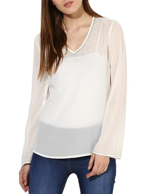 white georgette top - 10306400 - Very Small Image - 1