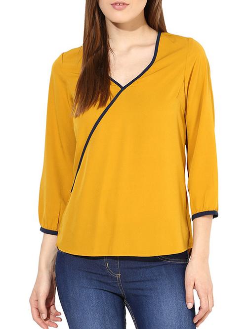 yellow crepe top - 10306402 - Very Small Image - 1