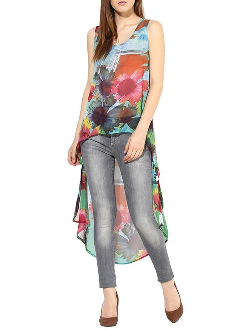 turquoise georgette top - 10306406 - Very Small Image - 1
