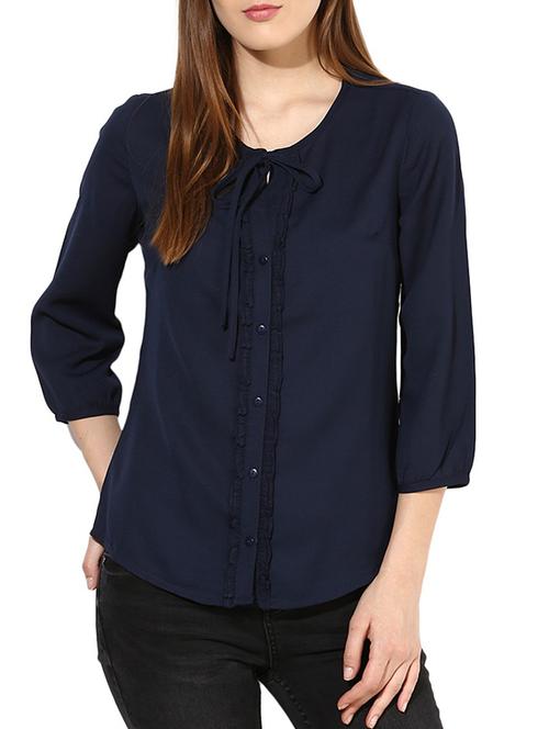 dark blue crepe top - 10306411 - Very Small Image - 1