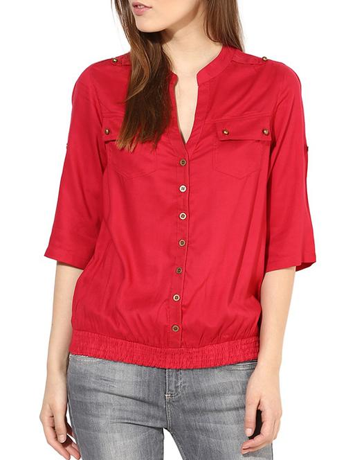 red rayon top - 10306414 - Very Small Image - 1