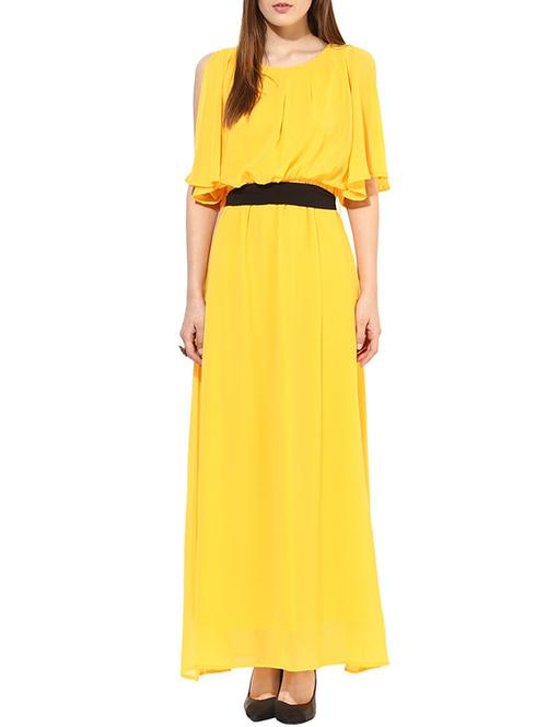 yellow georgette dress - 10306422 - Very Small Image - 1