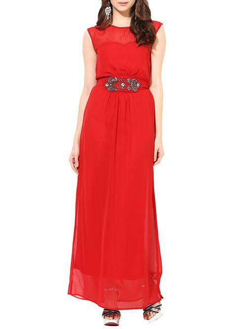 red georgette dress - 10306453 - Very Small Image - 1