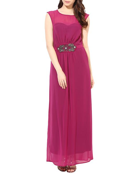 wine georgette dress - 10306454 - Very Small Image - 1